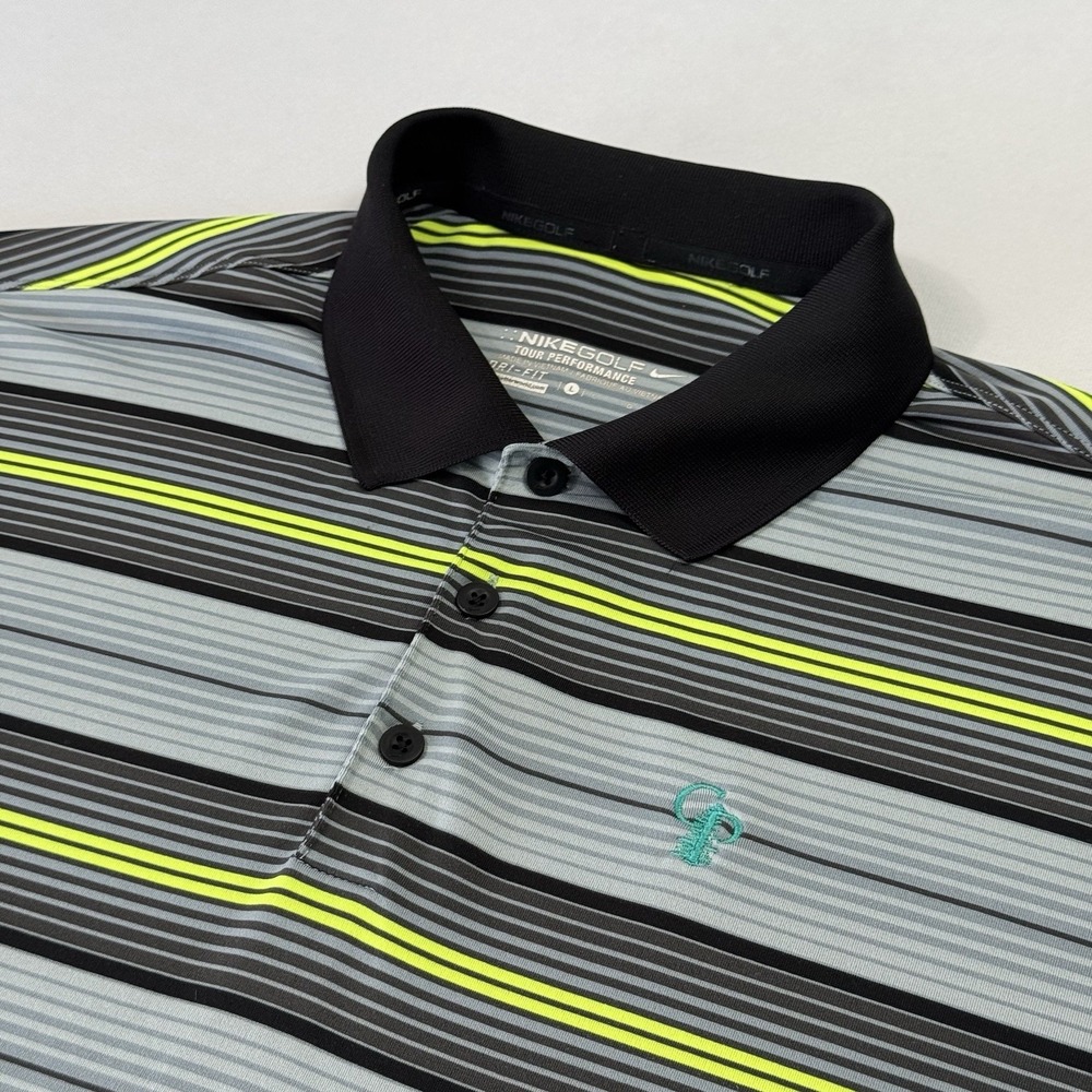 Nike Tour Men's Polo Shirt Calusa Pines Golf Club Striped Multicolor Large